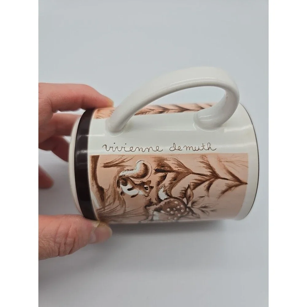 Fawns & Squirrel by Artist Vivienne De Muth Vintage Coffee Mug CCCC England NICE